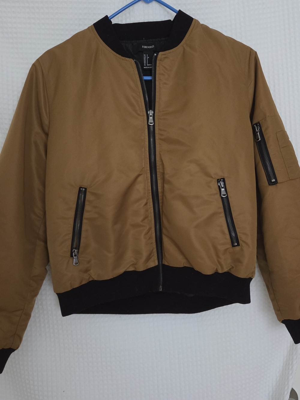 Forever 21 Ochre Mustard Yellow & Black Lightweight Bomber Jacket - Size S